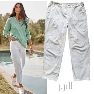 J. Jill Women's Khaki Cotton Linen Stretch Blend Straight Leg Pants Plus Size 14